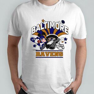 Mickey Mouse Baltimore Ravens Football Player Graphic T-Shirt NFL Fan Pride Tee